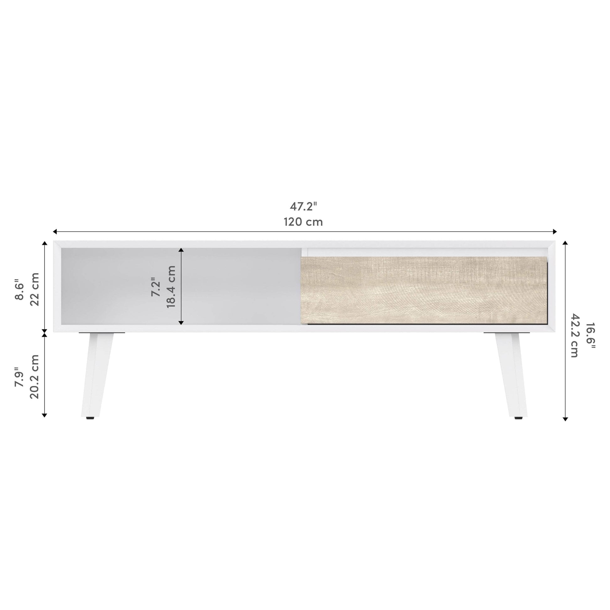 Modubox Coffee Table Adara 48W Coffee Table in UV White and Mountain Ash Grey