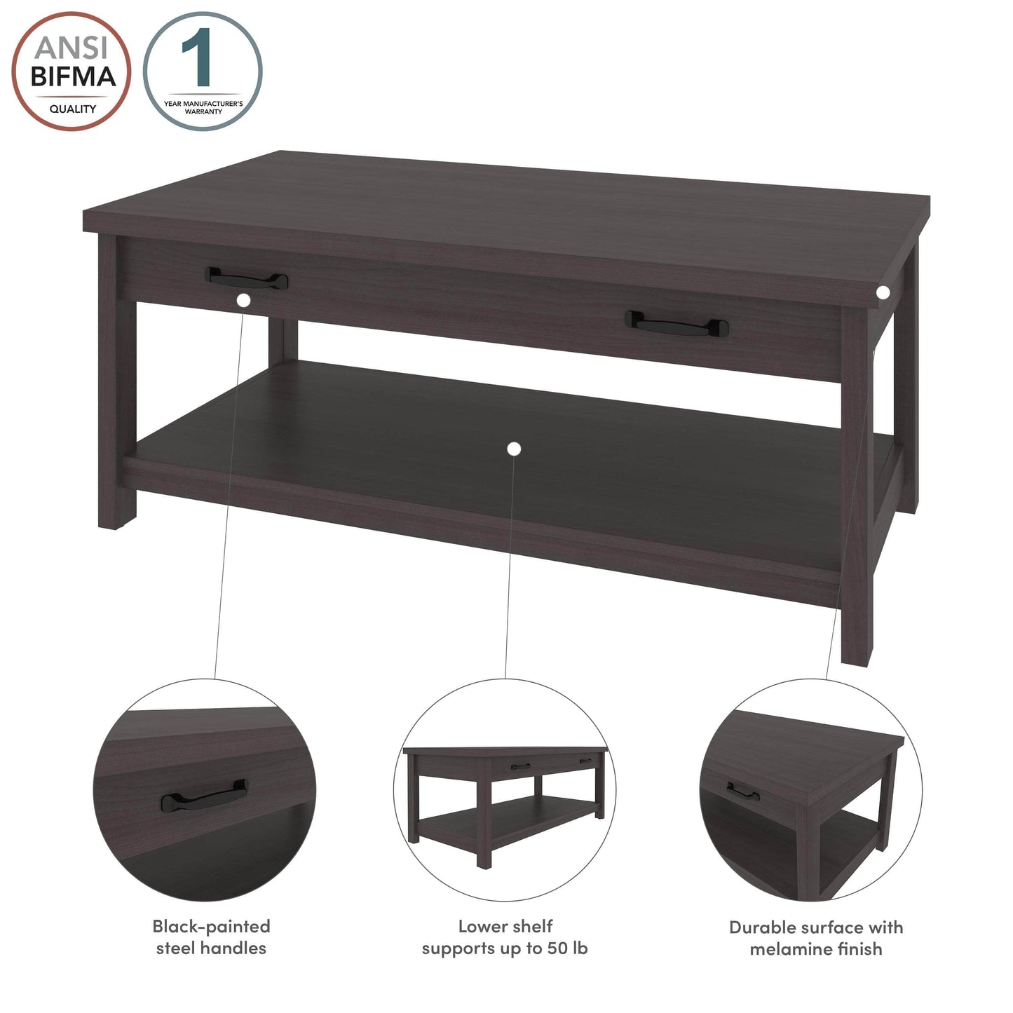 Modubox Coffee Table Isida 44"W Coffee Table - Available in 2 Colours