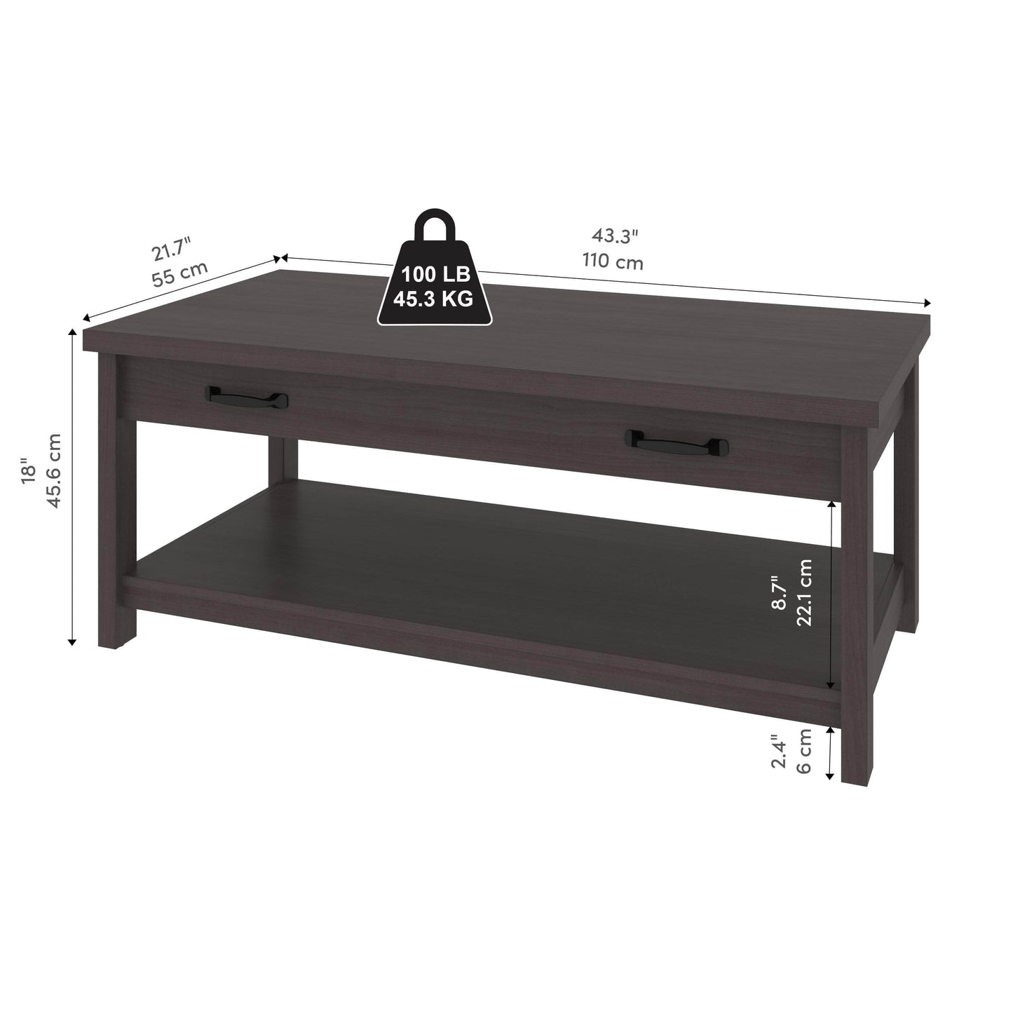 Modubox Coffee Table Isida 44"W Coffee Table - Available in 2 Colours