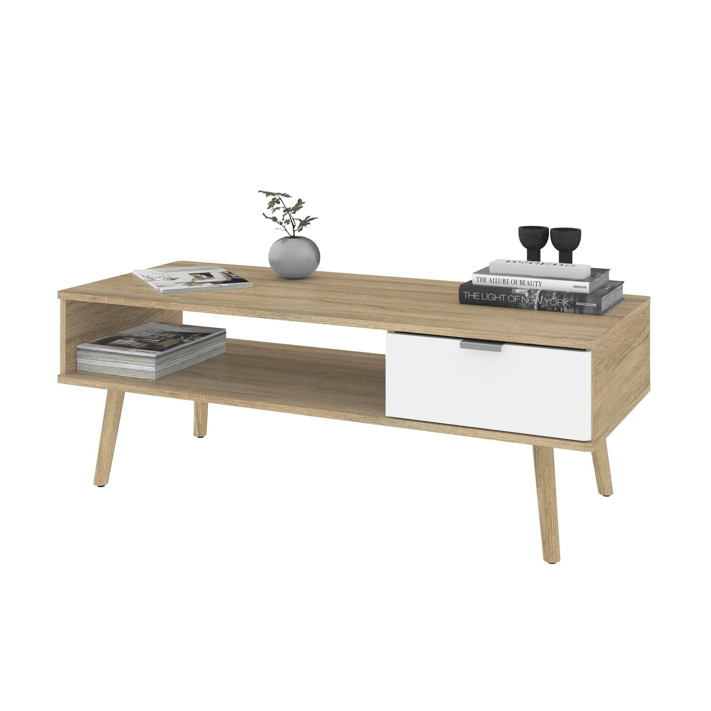 Modubox Coffee Table Procyon 48W Coffee Table in Modern Oak & White UV