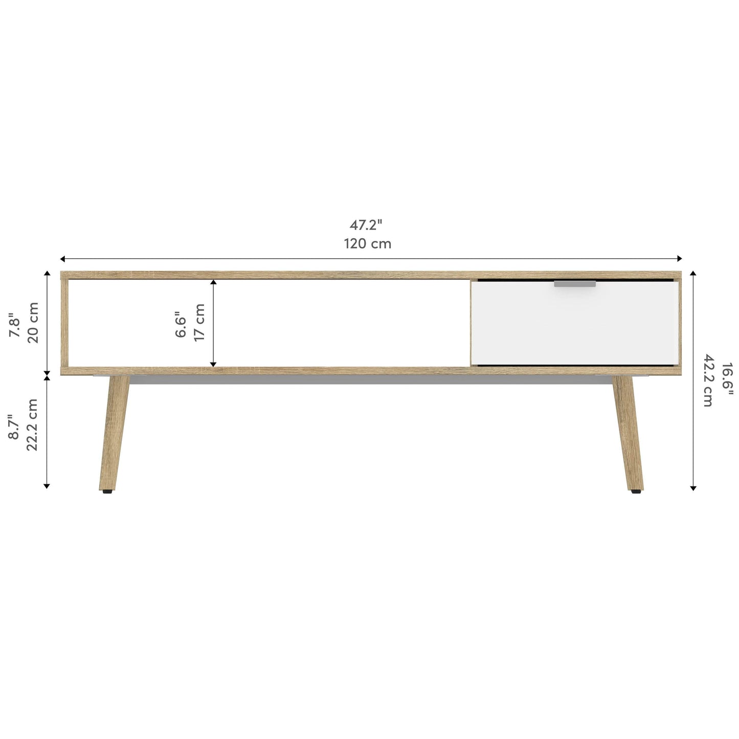 Modubox Coffee Table Procyon 48W Coffee Table in Modern Oak & White UV