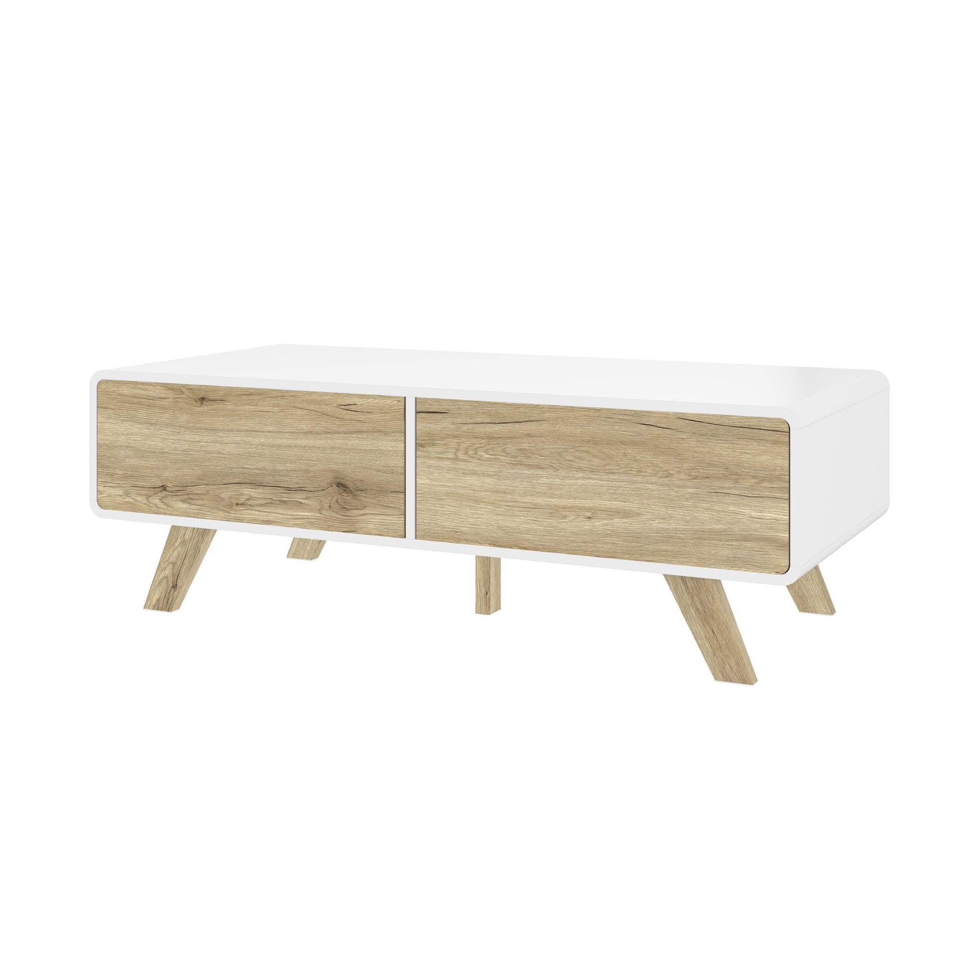 Modubox Coffee Table White UV & Sandy Brown Oak Alhena 48W Coffee Table - Available in 2 Colours