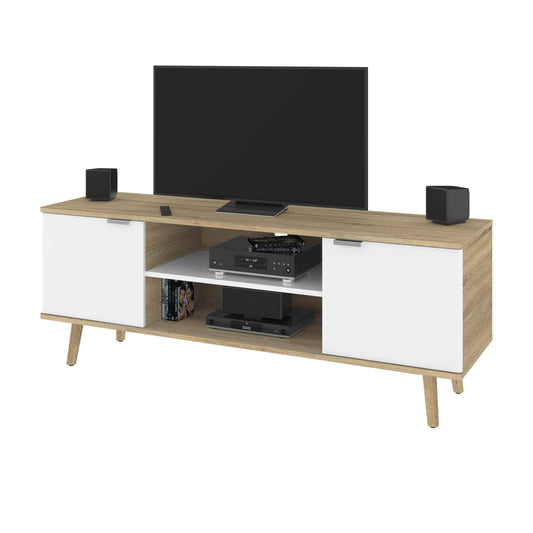 Modubox TV Stand Procyon 56W TV Stand for 55 Inch TV in Modern Oak & White UV