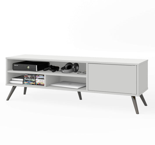 Modubox TV Stand White Krom 54"W TV Stand with Metal Legs for 60" TV - Available in 2 Colours