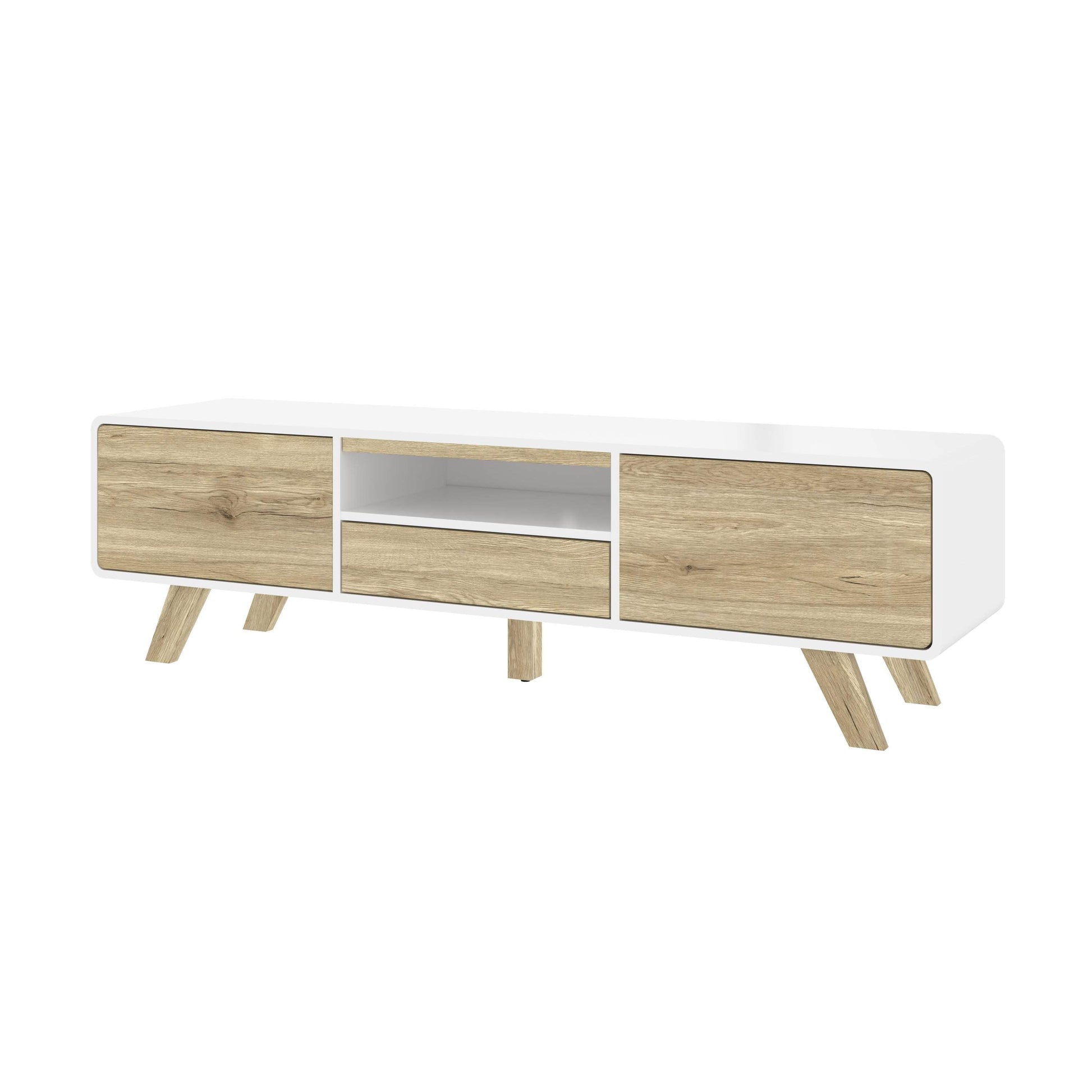 Modubox TV Stand White UV & Sandy Brown Oak Alhena 63W TV Stand for 50 Inch TV - Available in 2 Colours