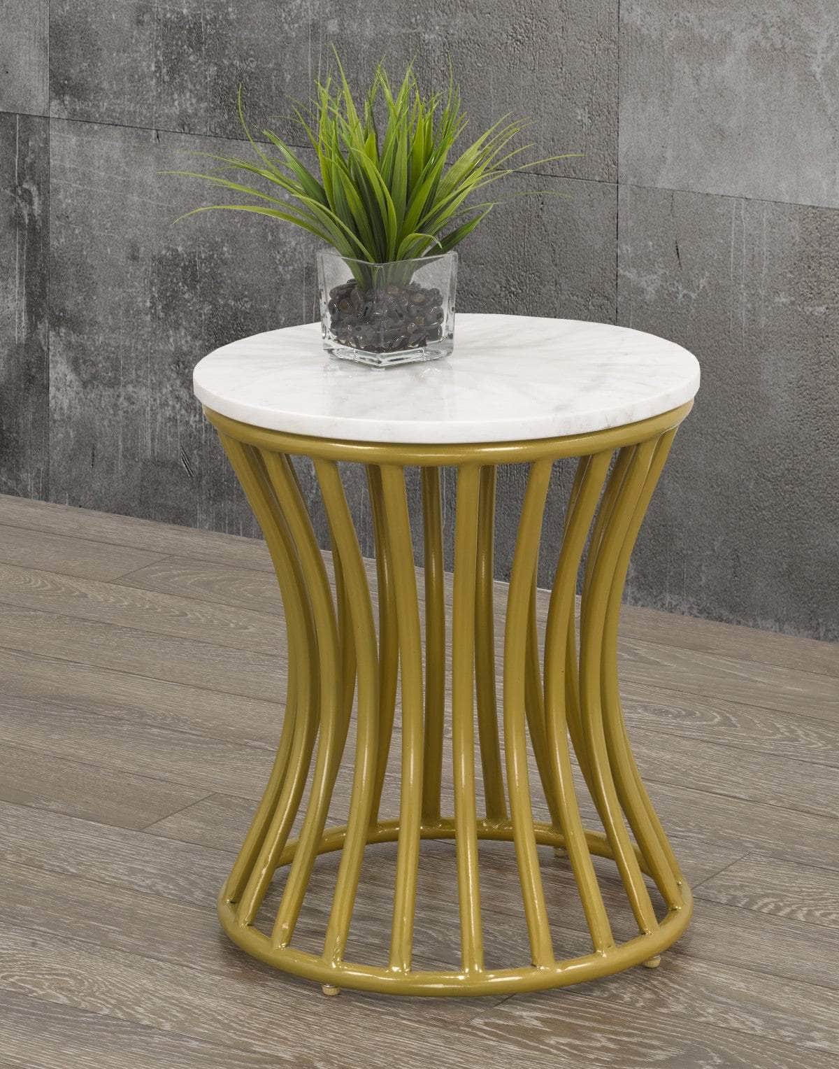 Pending - Brassex Inc. End Table Chelsea Accent Table in White & Gold