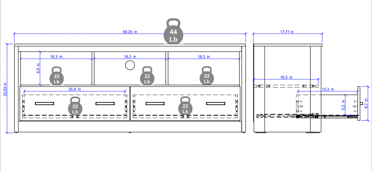 Pending - Brassex Inc. TV Stand Mateo 59" TV Stand - Available in 2 Colours