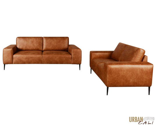 Pending - Urban Cali Fresno 2 Piece Sofa and Loveseat Set in Rustic Light Brown