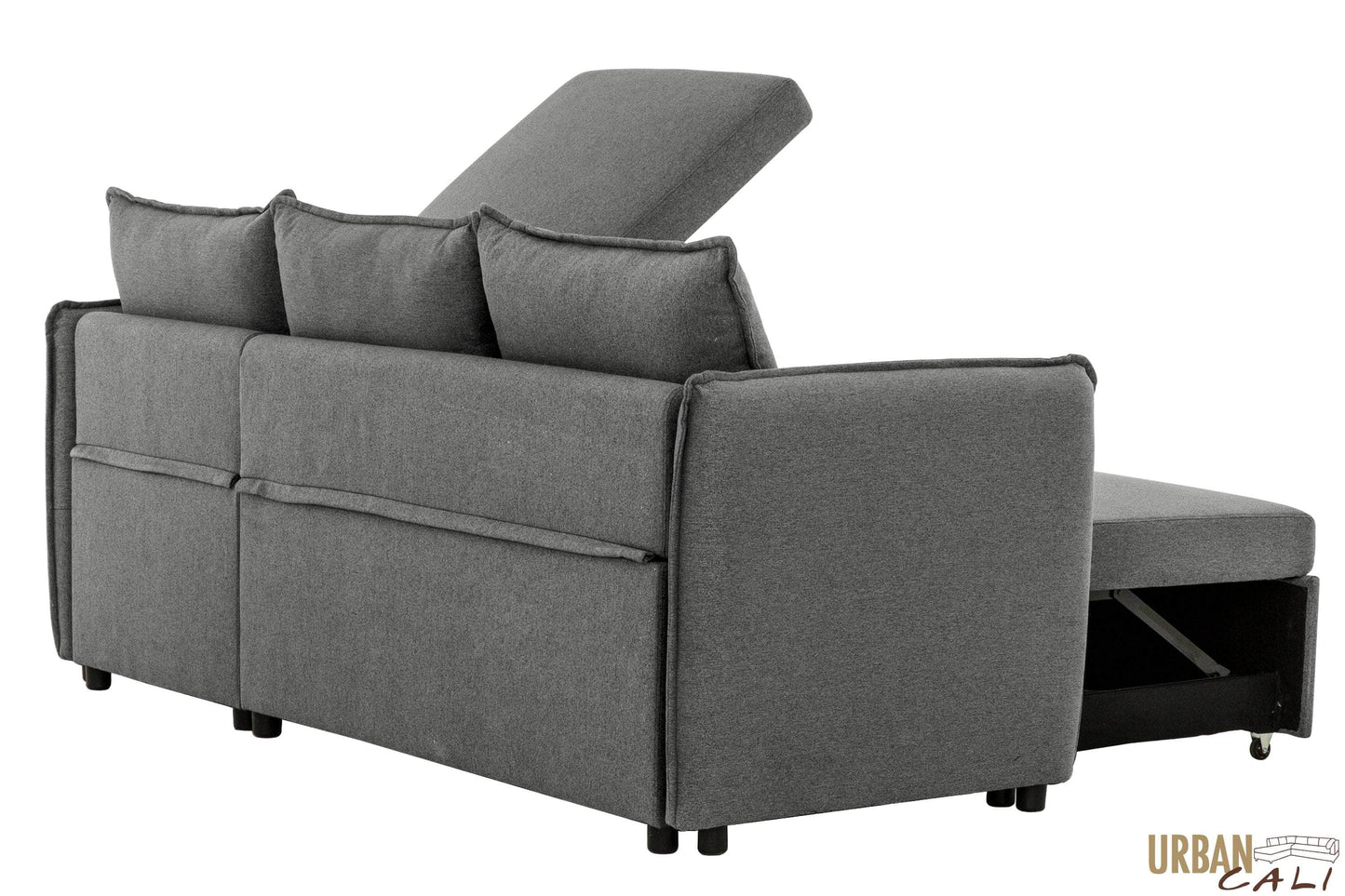 Pending - Urban Cali Laguna Sleeper Sectional Sofa Bed with Reversible Storage Chaise in Nela Ash