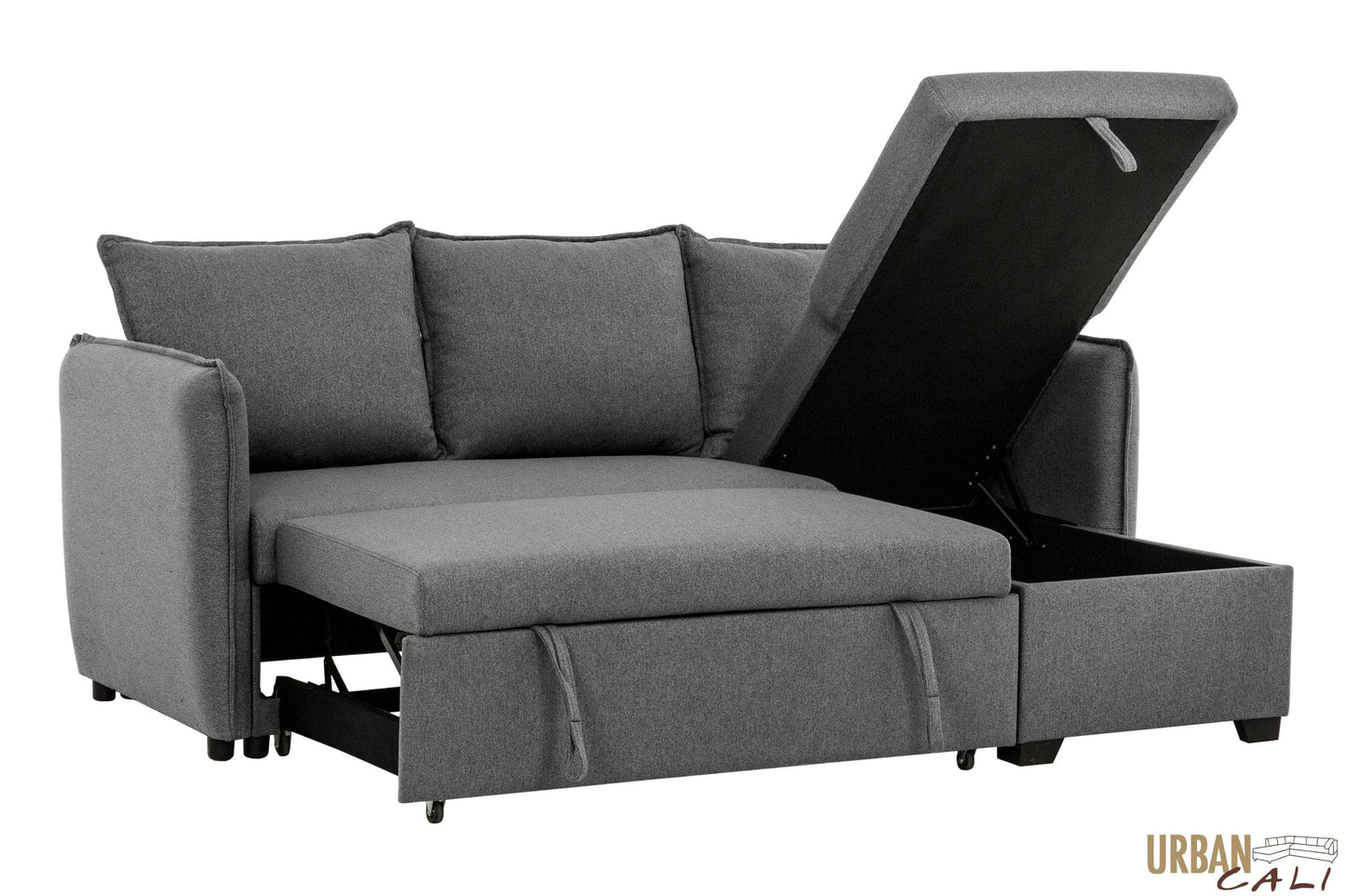 Pending - Urban Cali Laguna Sleeper Sectional Sofa Bed with Reversible Storage Chaise in Nela Ash