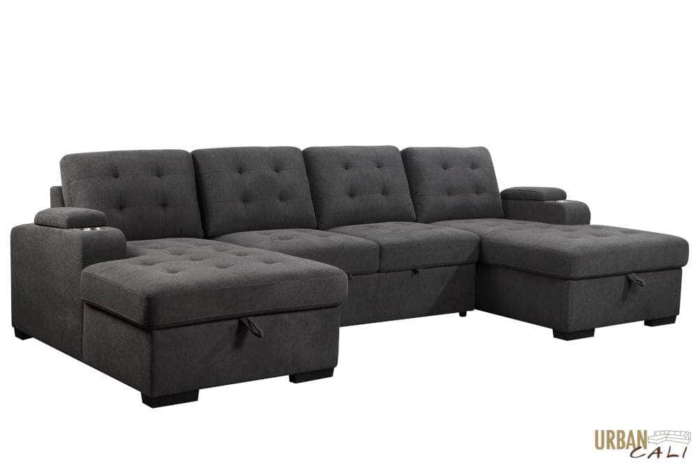 Pending - Urban Cali Lancaster U-Shaped Sleeper Sectional Sofa Bed with Storage Chaises