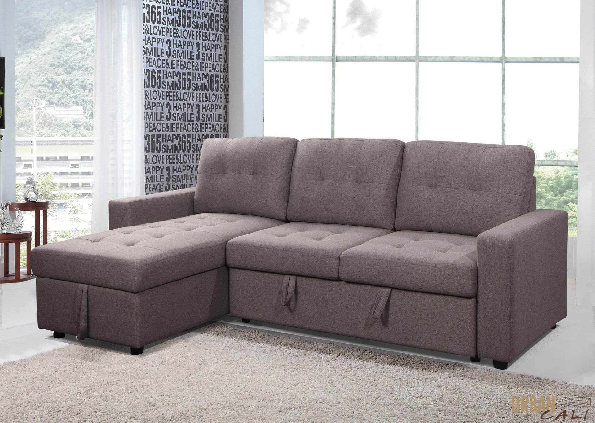 Pending - Urban Cali Malibu Sleeper Sectional Sofa Bed with Storage Chaise