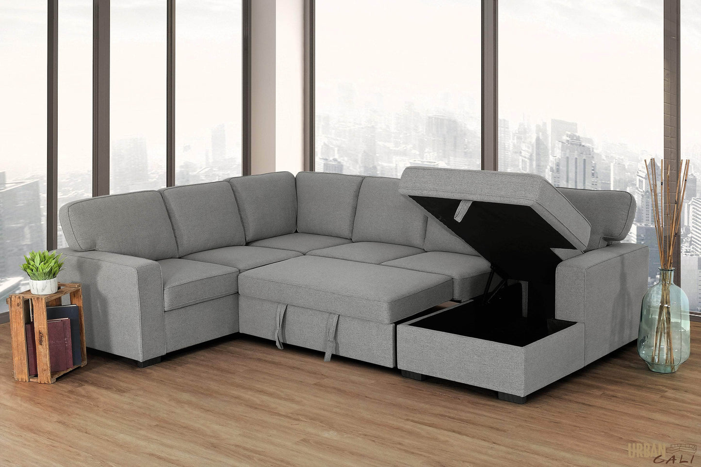 Pending - Urban Cali Sectional Sofa Right Facing Chaise Santa Cruz Large Sleeper Sectional Sofa Bed with Storage Chaise