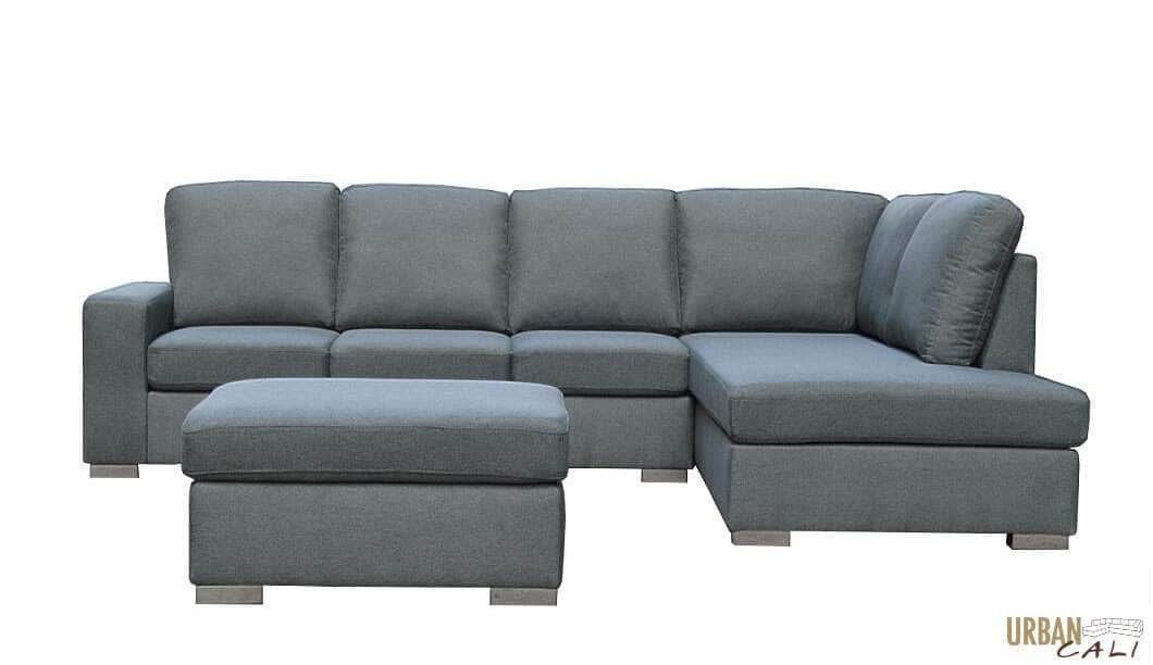 Pending - Urban Cali Ventura Linen Sectional Sofa in Dark Grey