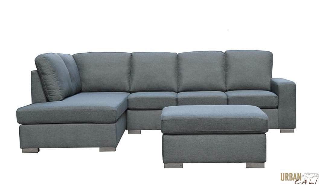 Pending - Urban Cali Ventura Linen Sectional Sofa in Dark Grey