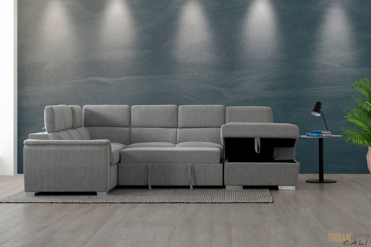 Bel Air Grand canapé-lit sectionnel modulaire avec méridienne de rangement en pierre Thora