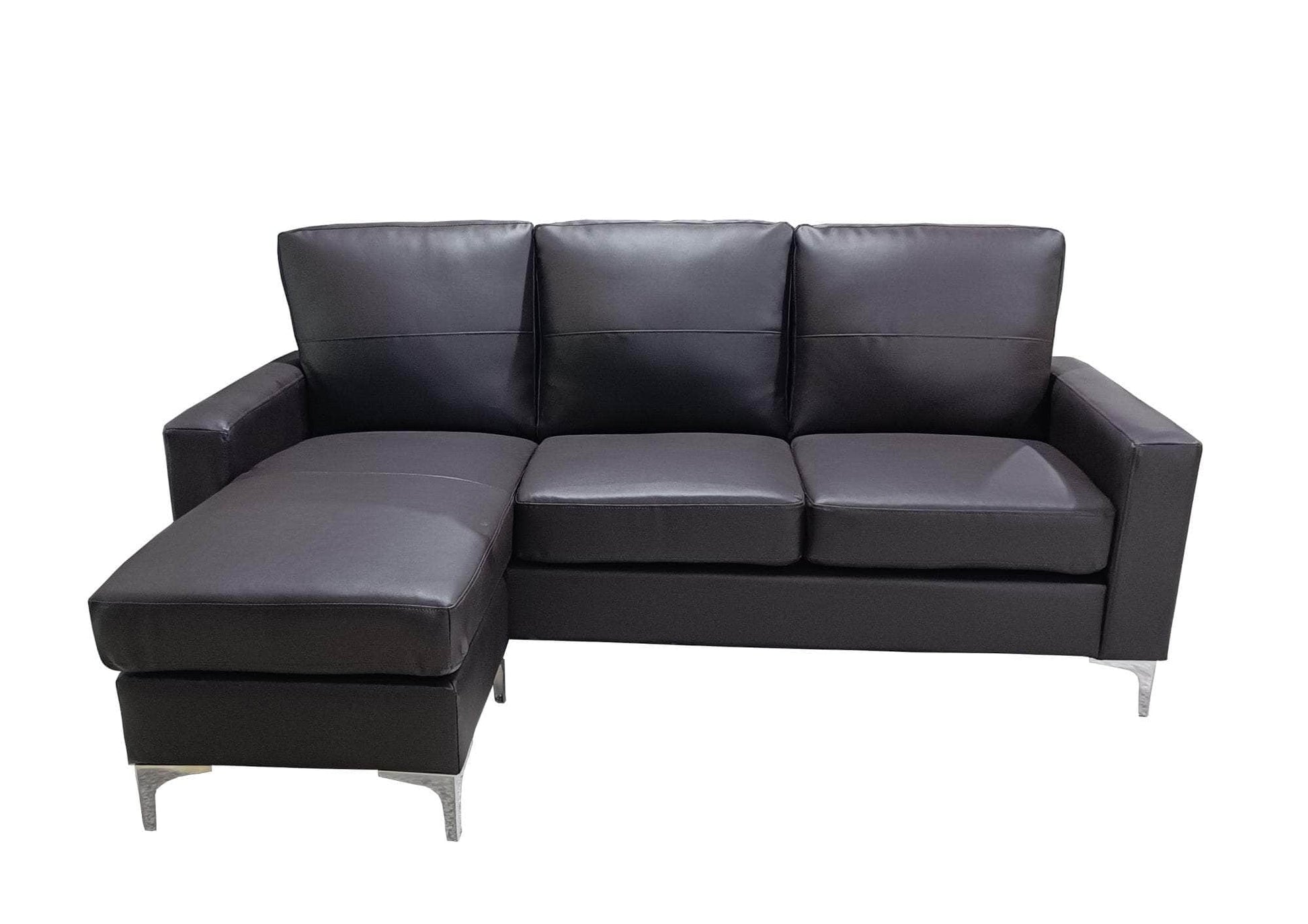 Urban Cali Sectional Brown Del Mar 78.74" Wide Faux Leather Sectional Sofa with Reversible Chaise - Available in 3 Colours