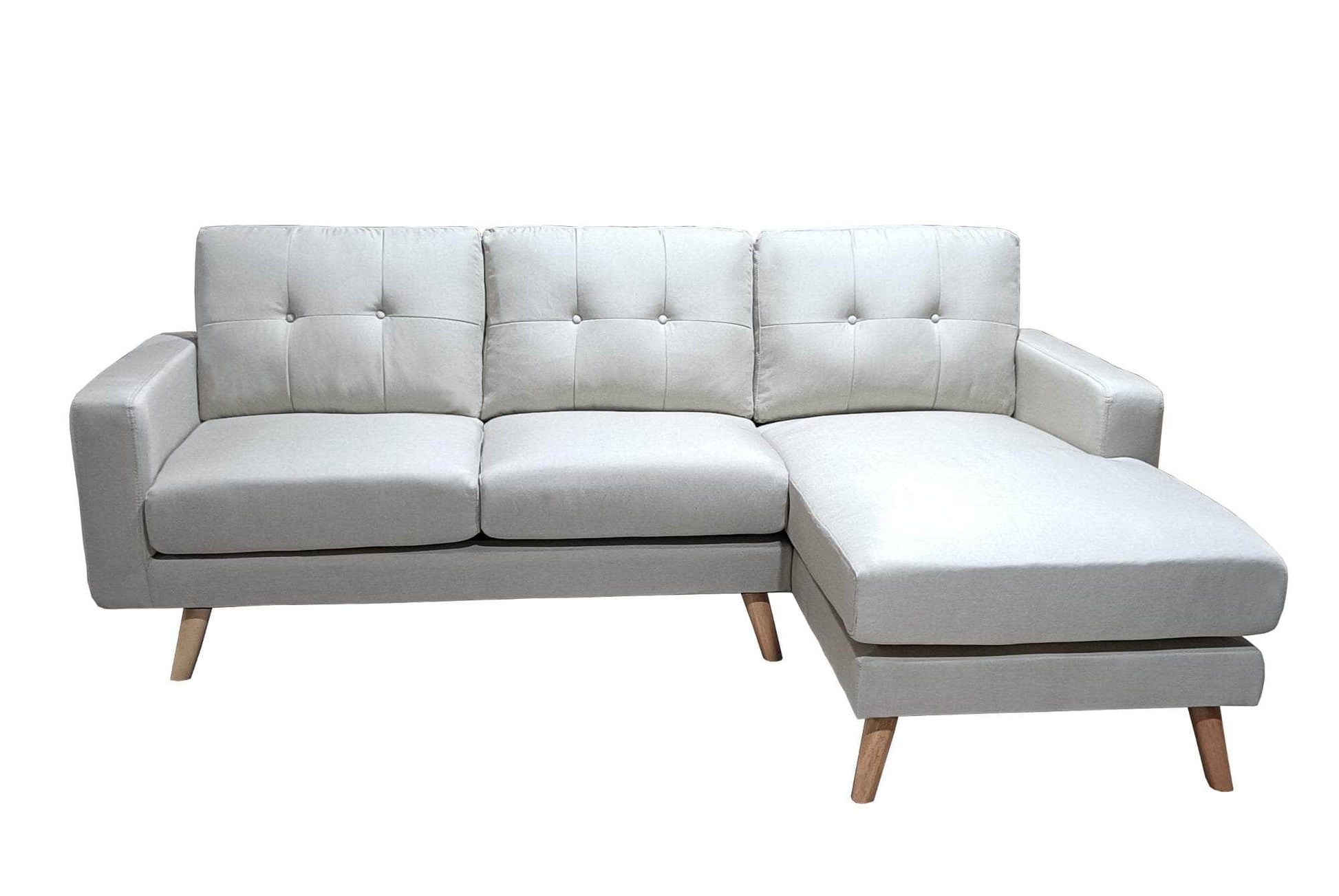 Urban Cali Sectional Cream / Right Facing Chaise San Marino 87.75" Wide Tufted Linen Sectional Sofa - Available in 2 Colours