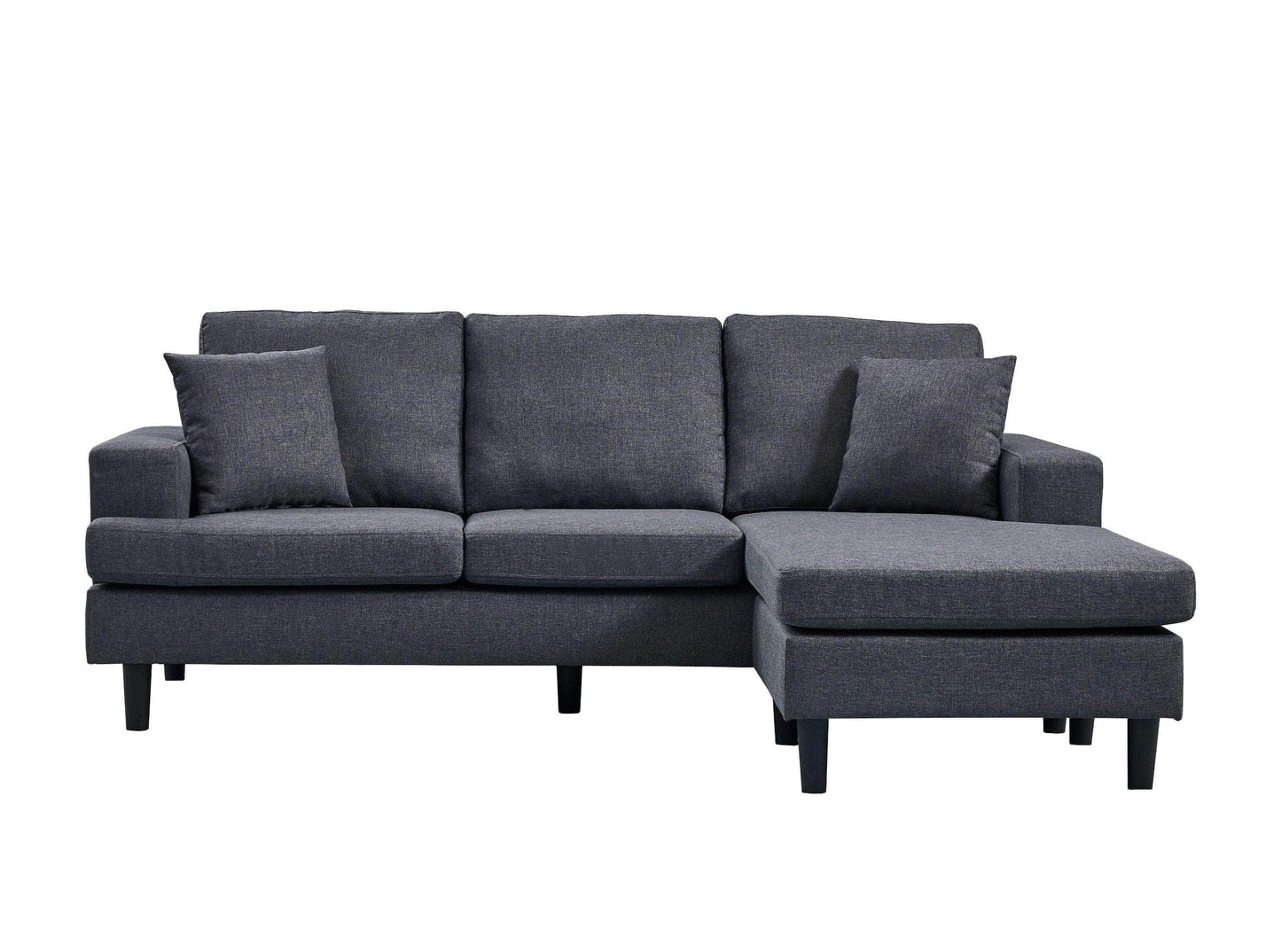 Urban Cali Sectional Dark Grey Sophia 84" Wide Sectional Sofa with Reversible Chaise - Available in 4 Colours