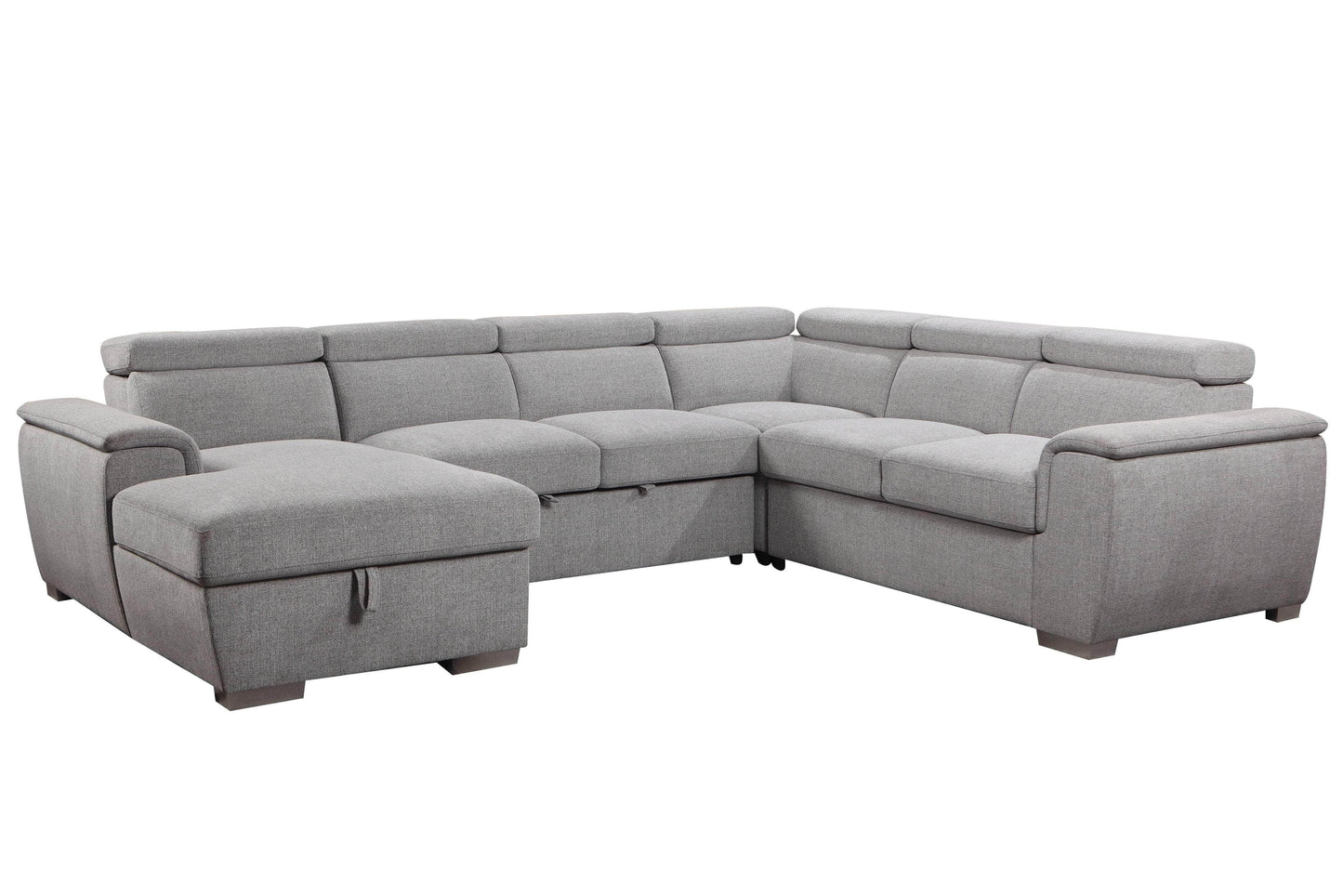 Urban Cali Sectional Left Facing Chaise Bel Air Large Modular Sleeper Sectional Sofa Bed with Storage Chaise in Thora Stone