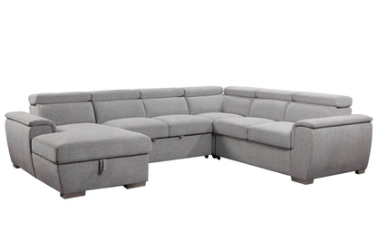 Urban Cali Bel Air Large Modular Sleeper Sectional Sofa Bed with Storage Chaise in Thora Stone, image 5