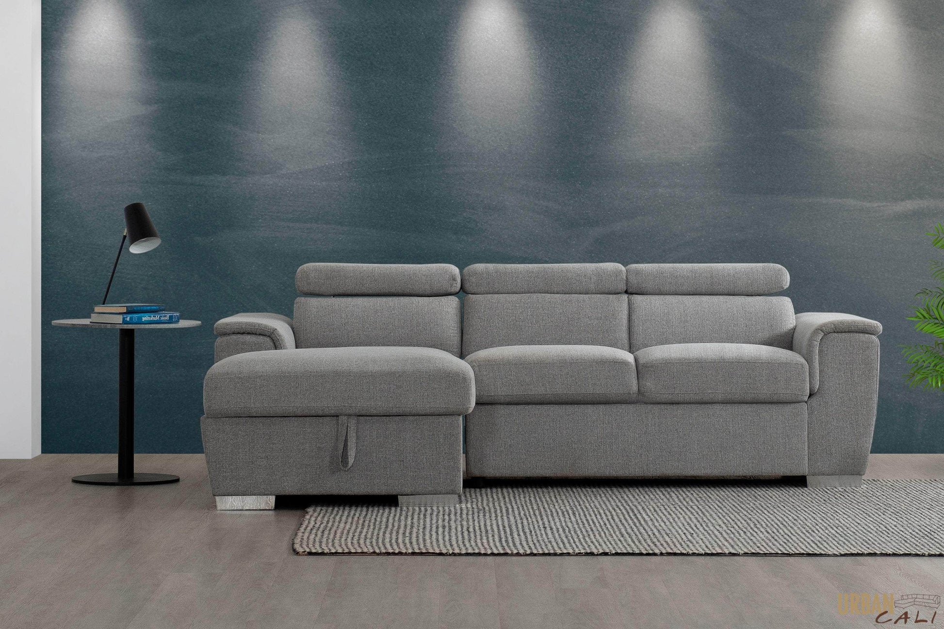 Urban Cali Sectional Left Facing Chaise Bel Air Modular Sectional Sofa with Storage Chaise in Thora Stone
