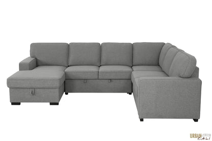 Urban Cali Santa Cruz Large Modular Sleeper Sectional Sofa Bed with Storage Chaise in Solis Dark Grey, image 17