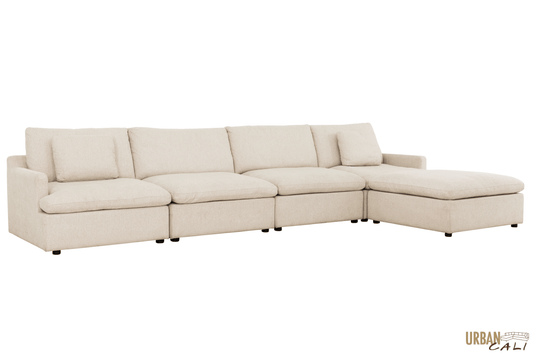 Urban Cali Sectional Long Beach Large Modular Sectional Sofa with Ottoman in Axel Beige