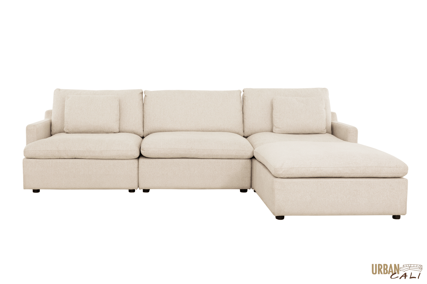 Urban Cali Sectional Long Beach Medium Modular Sectional Sofa with Ottoman in Axel Beige