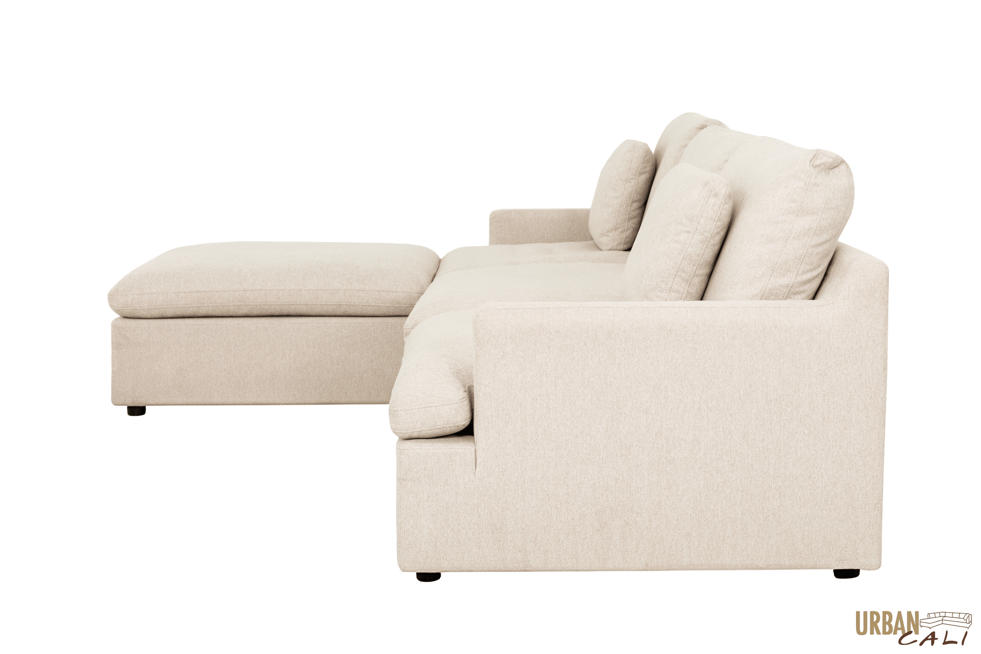 Urban Cali Sectional Long Beach Medium Modular Sectional Sofa with Ottoman in Axel Beige