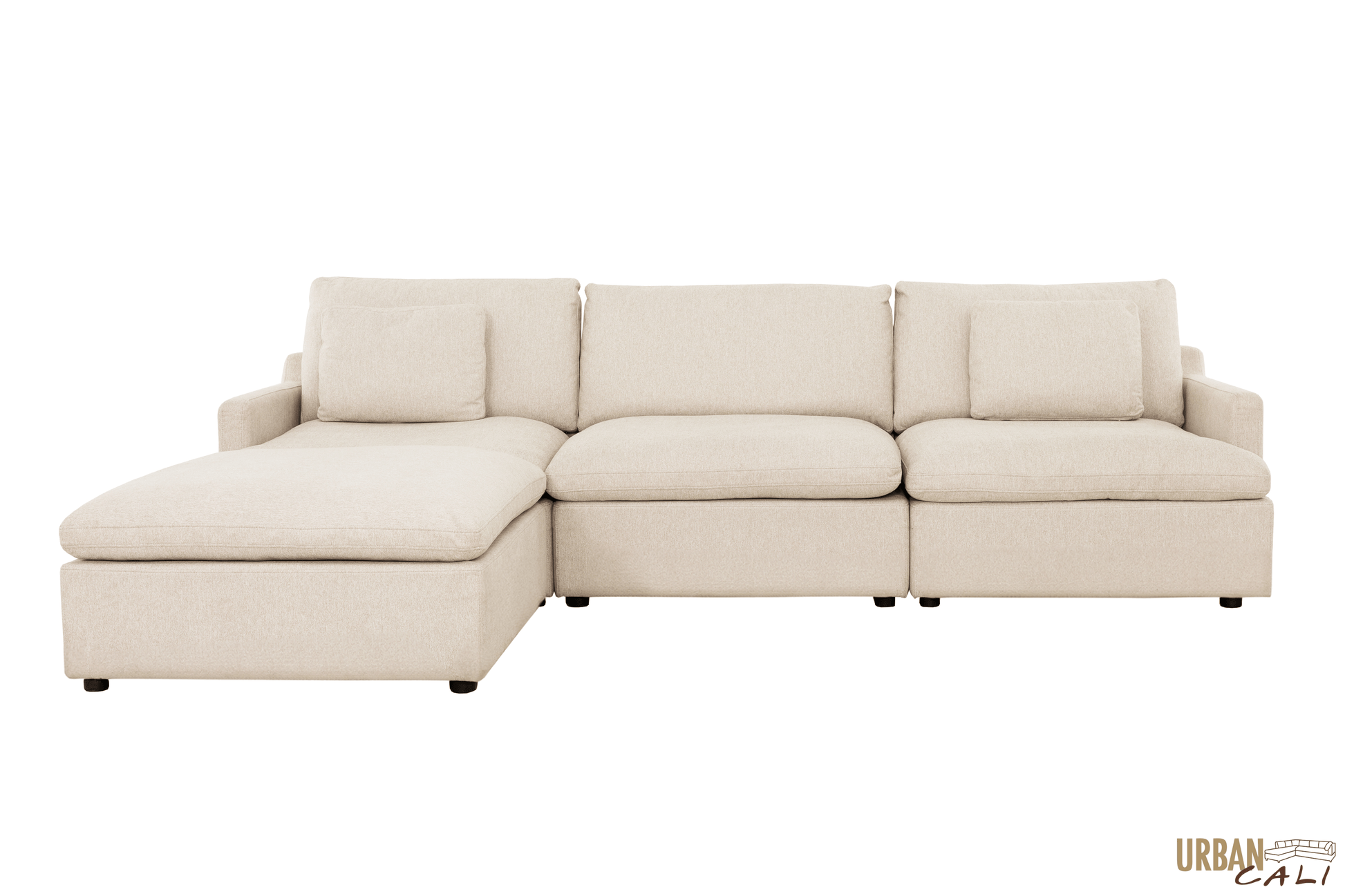 Urban Cali Sectional Long Beach Medium Modular Sectional Sofa with Ottoman in Axel Beige