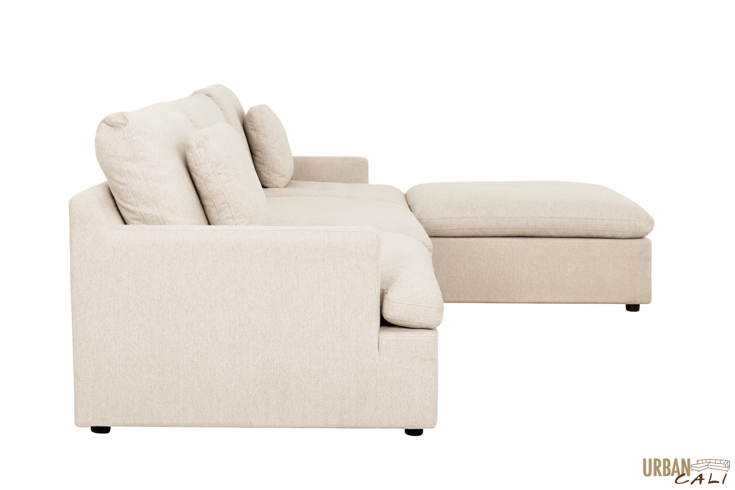 Urban Cali Sectional Long Beach Medium Modular Sectional Sofa with Ottoman in Axel Beige