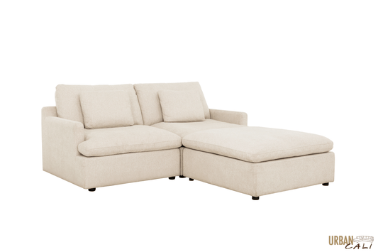 Urban Cali Sectional Long Beach Small Modular Sectional Sofa with Ottoman in Axel Beige