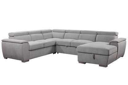 Urban Cali Sectional Right Facing Chaise Bel Air Large Modular Sleeper Sectional Sofa Bed with Storage Chaise in Thora Stone
