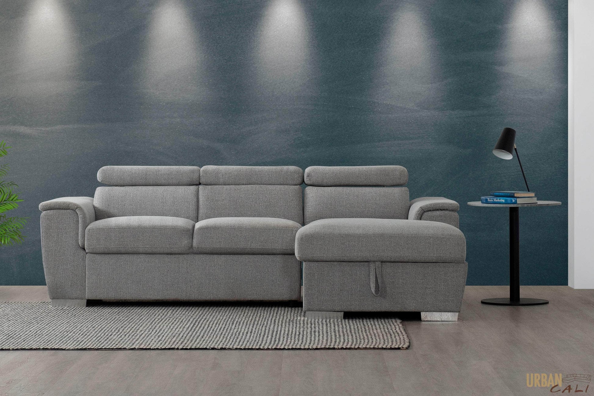 Urban Cali Sectional Right Facing Chaise Bel Air Modular Sectional Sofa with Storage Chaise in Thora Stone