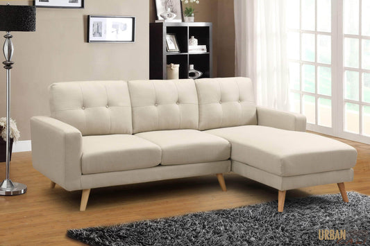 Urban Cali Sectional San Marino 87.75" Wide Tufted Linen Sectional Sofa - Available in 2 Colours