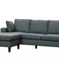 Urban Cali Sectional Sofa Dark Grey Sophia 84" Wide Sectional Sofa with Reversible Chaise in Blue Linen