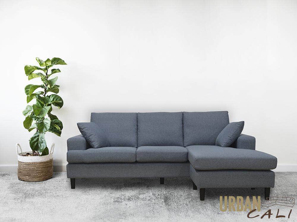 Urban Cali Sectional Sofa Sophia 84" Sectional Sofa with Reversible Chaise in Grey Linen