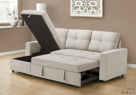 Urban Cali Sectional Sofa Venice Sleeper Sectional Sofa Bed with Reversible Storage Chaise - Available in 4 Colours