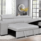 Urban Cali Sectional Sonoma Sleeper Sectional Sofa Bed with Reversible Storage Chaise and 2 Stools in Canvas Grey