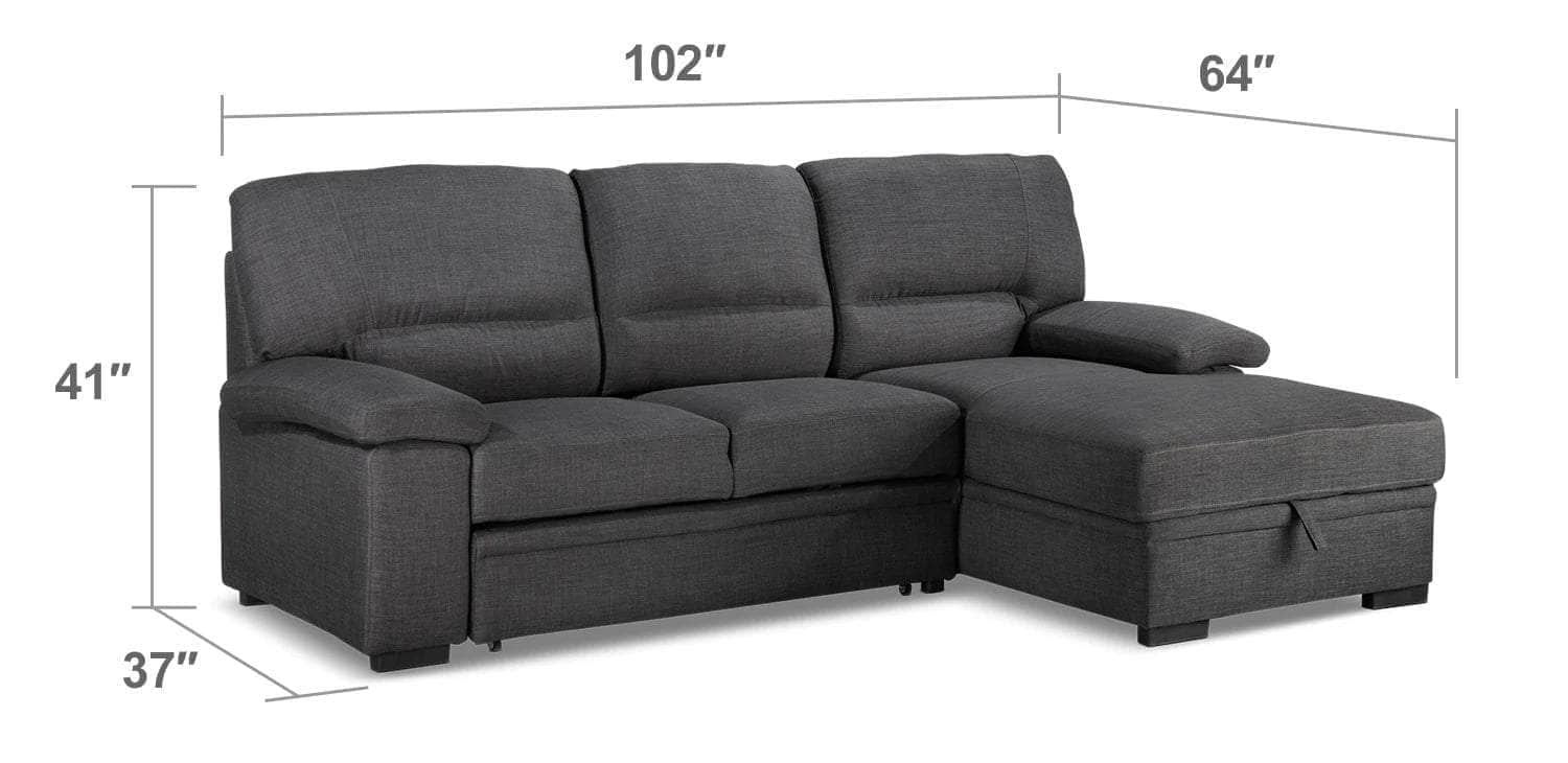 Urban Cali Sleeper Sectional Anaheim Condo Sleeper Sectional Sofa Bed with Storage Chaise