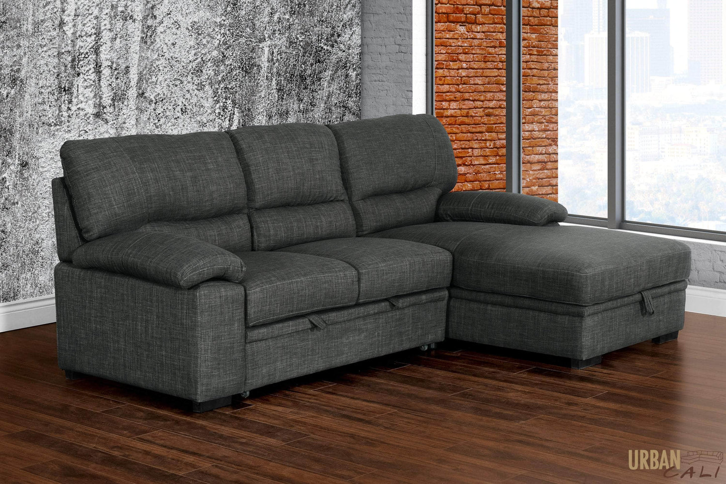 Urban Cali Sleeper Sectional Anaheim Condo Sleeper Sectional Sofa Bed with Storage Chaise