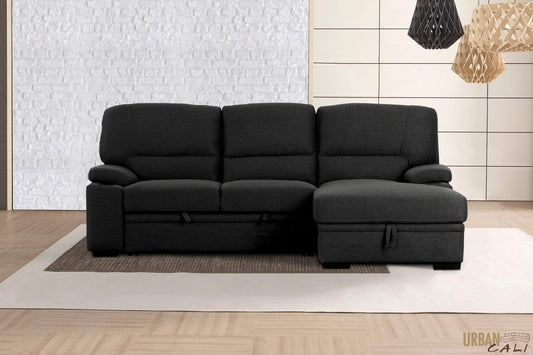 Urban Cali Sleeper Sectional Anaheim II Condo Sleeper Sectional Sofa Bed with Cup Holders and Storage Chaise