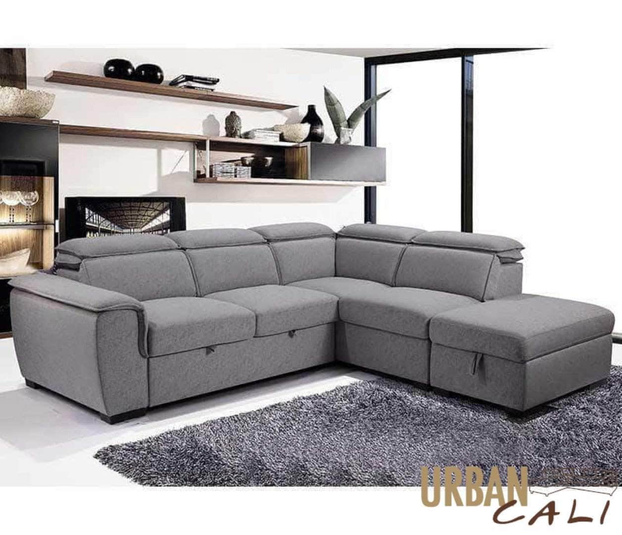 Urban Cali Sleeper Sectional Gerardo Sleeper Sectional Sofa Bed with Storage Ottoman