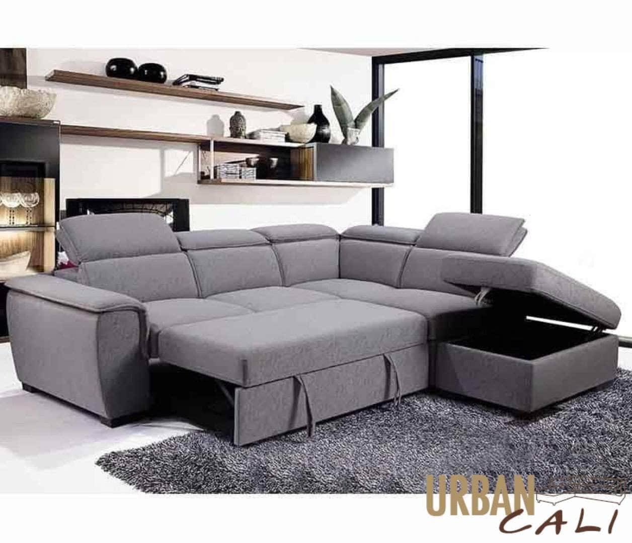Urban Cali Sleeper Sectional Gerardo Sleeper Sectional Sofa Bed with Storage Ottoman