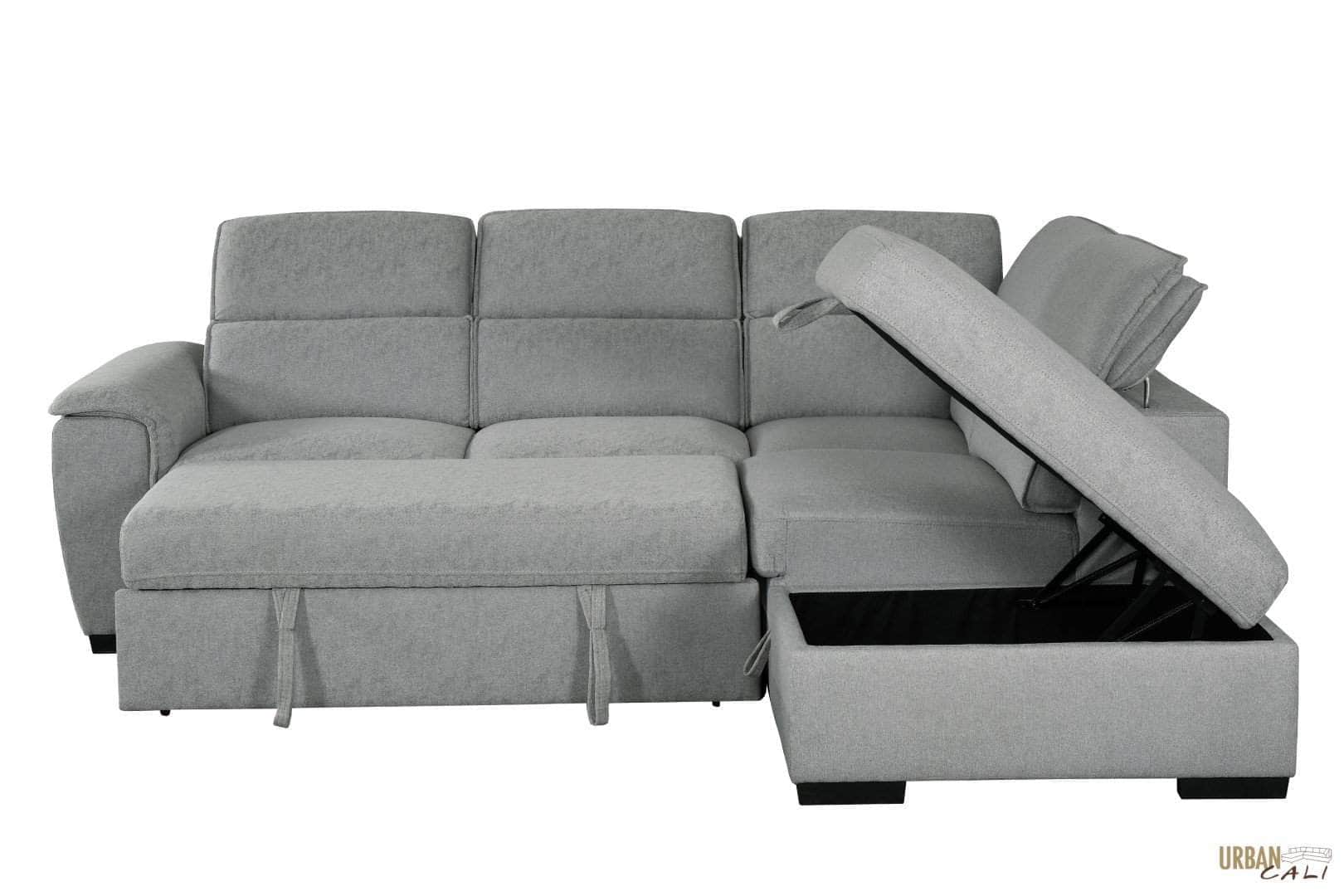 Urban Cali Sleeper Sectional Gerardo Sleeper Sectional Sofa Bed with Storage Ottoman