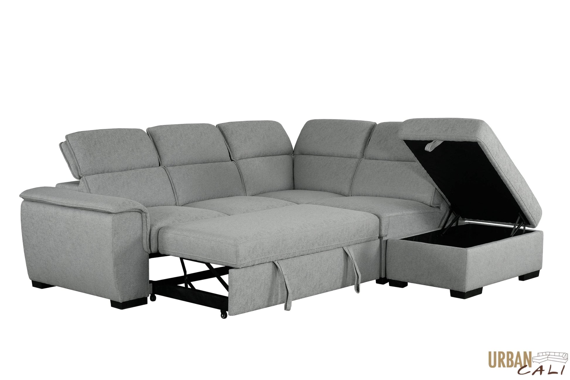 Urban Cali Sleeper Sectional Gerardo Sleeper Sectional Sofa Bed with Storage Ottoman