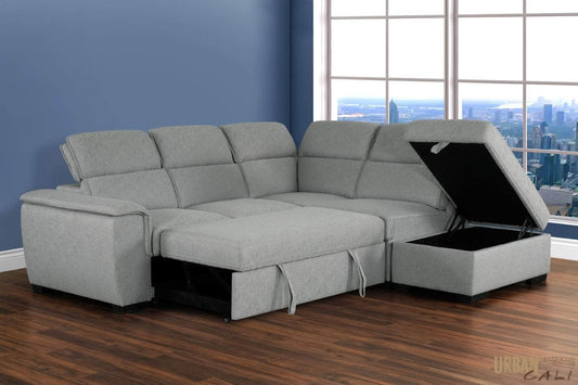 Urban Cali Sleeper Sectional Gerardo Sleeper Sectional Sofa Bed with Storage Ottoman