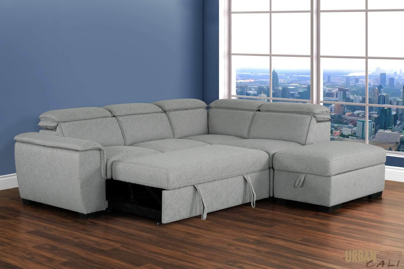 Urban Cali Sleeper Sectional Gerardo Sleeper Sectional Sofa Bed with Storage Ottoman