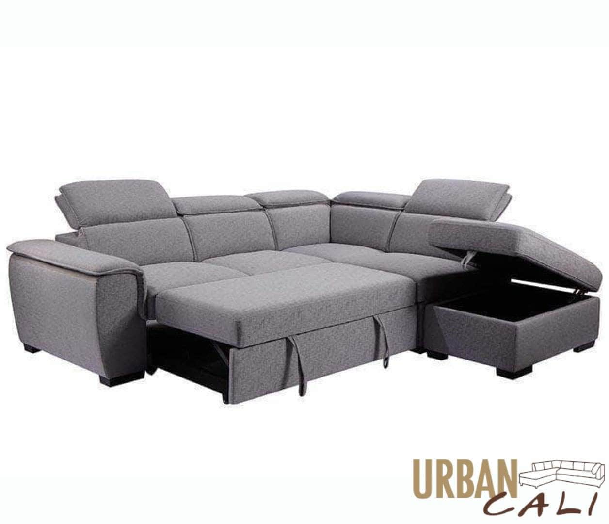 Urban Cali Sleeper Sectional Gerardo Sleeper Sectional Sofa Bed with Storage Ottoman
